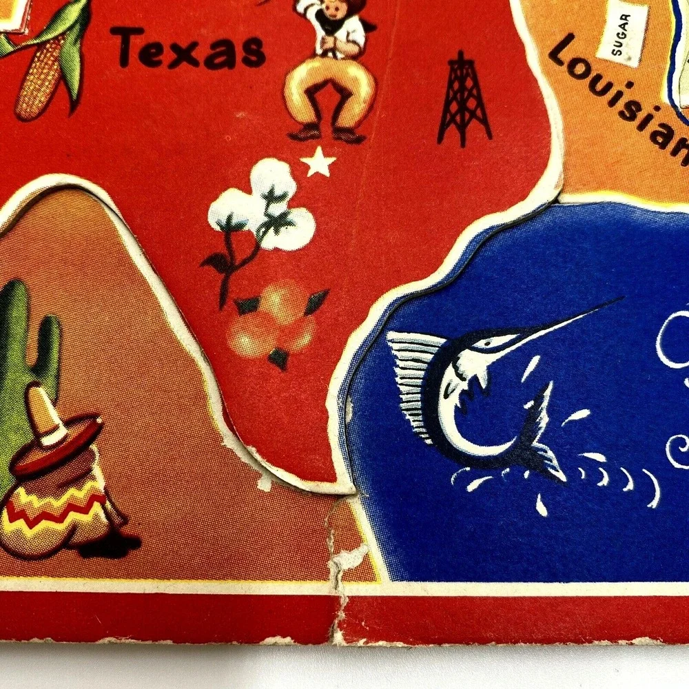 Vintage 1950's Puzzle of the United States of America Frame Tray Inlay COMPLETE